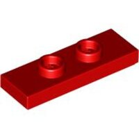 Plate, Modified 1x3 with 2 Studs (Double Jumper) Red
