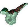 Dinosaur Baby Standing with Dark Green Back, Dark Red Stripes, and Yellow Eyes Pattern Sand Green