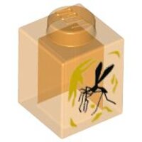 Brick 1x1 with Yellow Streaks and Black Mosquito in Amber...