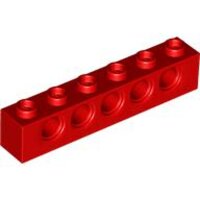 Technic, Brick 1x6 with Holes Red