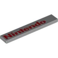 Tile 1x6 with Red Nintendo Pattern Light Bluish Gray