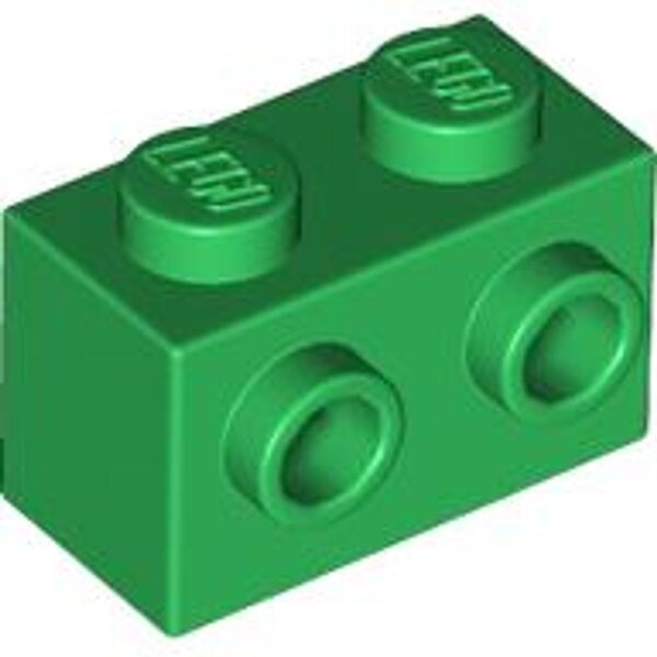 Brick, Modified 1x2 with Studs on 1 Side Green
