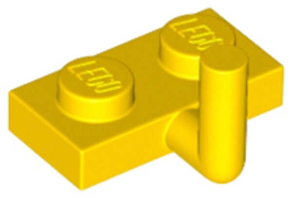 Plate, Modified 1x2 with Bar Arm Up (Horizontal Arm 5mm) Yellow