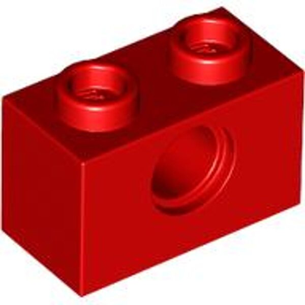Technic, Brick 1x2 with Hole Red