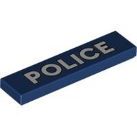 Tile 1x4 with White POLICE with Black Outline Pattern...