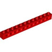 Technic, Brick 1x12 with Holes Red