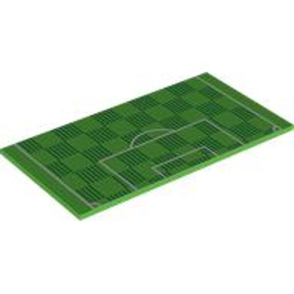 Tile 8x16 with Bottom Tubes, Textured Surface with Soccer (Football) Pitch Goal Box and Penalty Area Pattern Bright Green