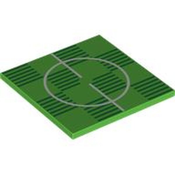 Tile 6x6 with Bottom Tubes with Soccer (Football) Pitch Center Circle Pattern Bright Green