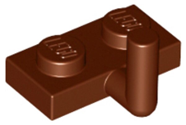 Plate, Modified 1x2 with Bar Arm Up (Horizontal Arm 5mm) Reddish Brown