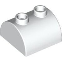 Slope, Curved 2x2 Double with 2 Hollow Studs White