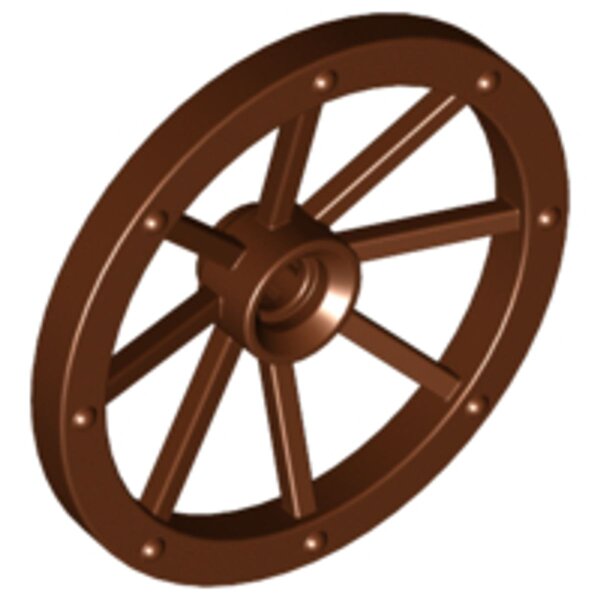 Wheel Wagon Large 33mm D., Hole Notched for Wheels Holder Pin Reddish Brown