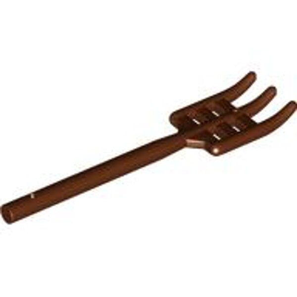 Minifigure, Utensil Pitchfork - Handle with Flat End Reddish Brown