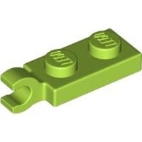 Plate, Modified 1x2 with Clip on End (Horizontal Grip) Lime