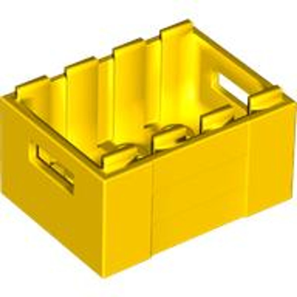 Container, Crate 3x4x1 2/3 with Handholds Yellow