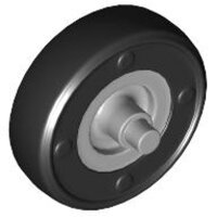 Wheel Small with Stub Axles and Fixed Black Tire 14mm...
