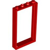 Door, Frame 1x4x6 with 2 Holes on Top and Bottom Red