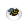 Tile, Round 1x1 with Black and Yellow Bee Pattern Trans-Clear