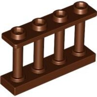 Fence 1x4x2 Spindled with 4 Studs Reddish Brown