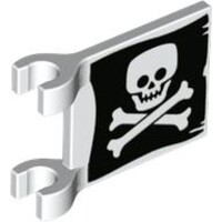 Flag 2x2 Square with Flat Skull and Crossbones on Black...
