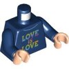 Torso Collared Shirt, Rainbow LOVE IS LOVE Pattern / Dark Blue Arms / Light Nougat Hands Dark Blue