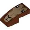 Slope, Curved 2x1x2/3 Inverted with Dark Tan Fur, Eyes, Closed Mouth and Nostrils Pattern (Goat Face) Reddish Brown