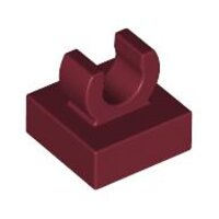 Tile, Modified 1x1 with Open O Clip Dark Red