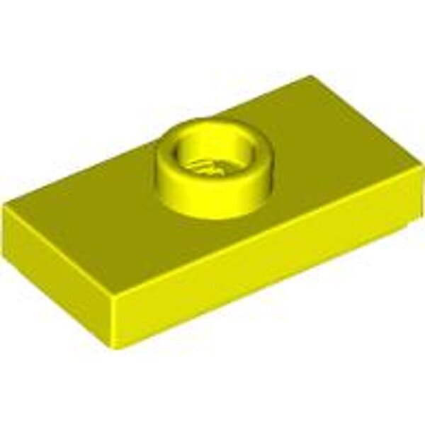 Plate, Modified 1x2 with 1 Stud with Groove and Bottom Stud Holder (Jumper) Neon Yellow