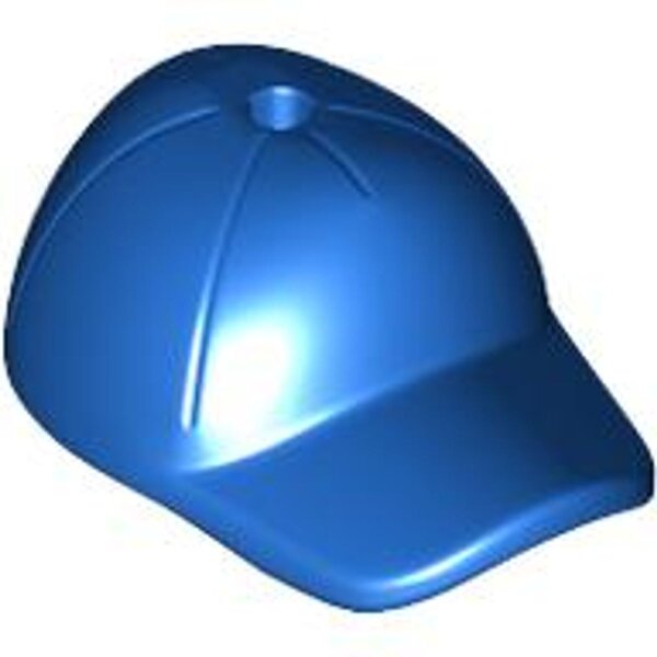 Minifigure, Headgear Cap - Short Curved Bill with Seams and Hole on Top Blue
