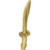 Minifigure, Weapon Sword, Saber / Dao Curved Blade and Hilt with Bar End Pearl Gold