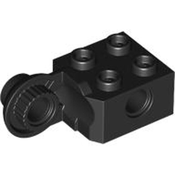 Technic, Brick Modified 2x2 with Pin Hole and Rotation Joint Ball Half Vertical Black
