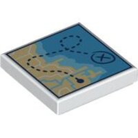 Tile 2x2 with Groove with Map of Coastline with Tan Land,...