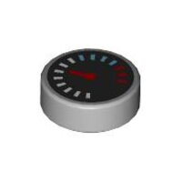 Tile, Round 1x1 with Black Gauge with Red Pointer and...
