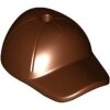 Minifigure, Headgear Cap - Short Curved Bill with Seams and Hole on Top Reddish Brown