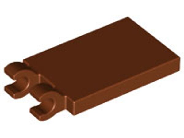 Tile, Modified 2x3 with 2 Open O Clips Reddish Brown