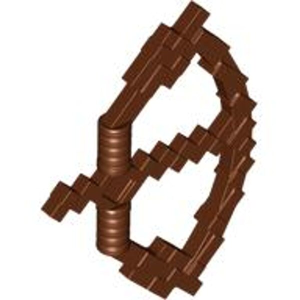 Minifigure, Weapon Bow, Pixelated with Arrow Drawn (Minecraft) Reddish Brown