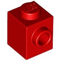Brick, Modified 1x1 with Stud on Side Red