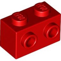 Brick, Modified 1x2 with Studs on 1 Side Red