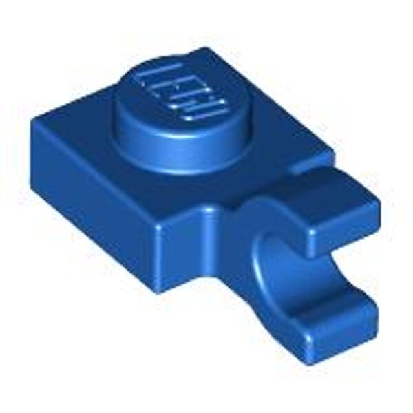 Plate, Modified 1x1 with Open O Clip (Horizontal Grip) Blue