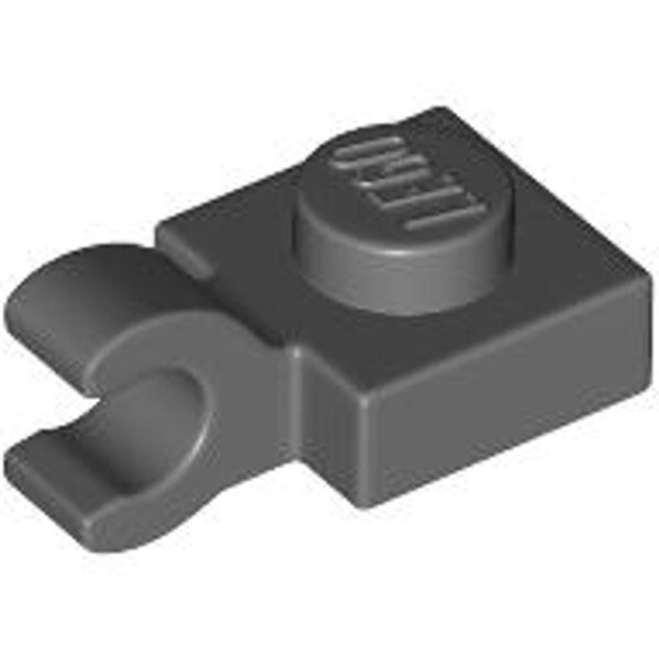 Plate, Modified 1x1 with Open O Clip (Horizontal Grip) Dark Bluish Gray