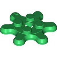 Plate, Round 2x2 with 6 Gear Teeth / Flower Petals Green