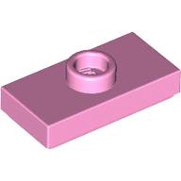 Plate, Modified 1x2 with 1 Stud with Groove and Bottom Stud Holder (Jumper) Bright Pink
