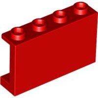 Panel 1x4x2 with Side Supports - Hollow Studs Red