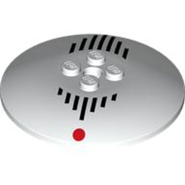 Dish 6x6 Inverted (Radar) - Solid Studs with Black Lines and Red Dot Pattern White