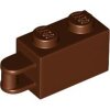 Brick, Modified 1x2 with Bar Handle on End - Bar Flush with Edge Reddish Brown