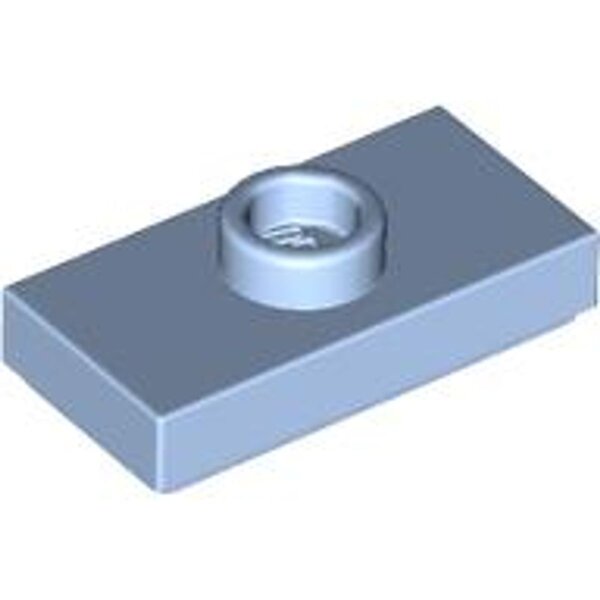 Plate, Modified 1x2 with 1 Stud with Groove and Bottom Stud Holder (Jumper) Bright Light Blue
