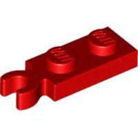 Plate, Modified 1x2 with Clip on End (Vertical Grip) Red
