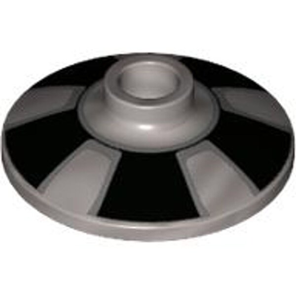 Dish 2x2 Inverted (Radar) with Black Trapezoids Hubcap Pattern Metallic Silver