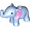 Elephant, Friends, Baby with Bright Pink Ears Pattern Bright Light Blue