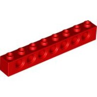 Technic, Brick 1x8 with Holes Red