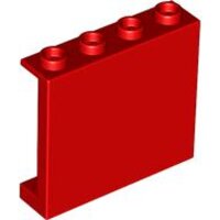 Panel 1x4x3 with Side Supports - Hollow Studs Red